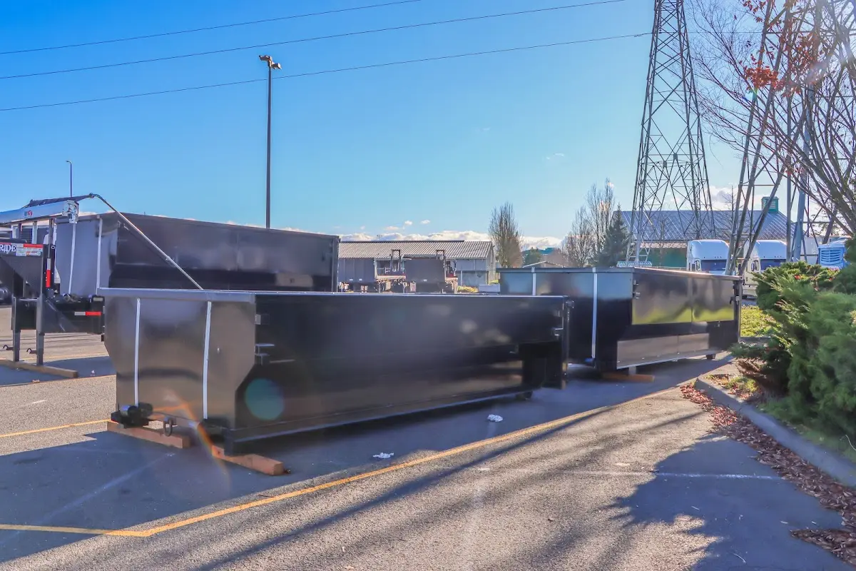 Roll-off dumpster ready for waste disposal at job site for 4 Yard Dumpster Rental in New Castle
